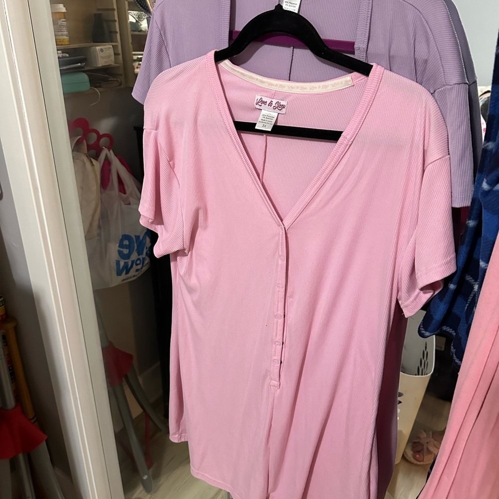 Love to sleep  Pink and lavender pj romper